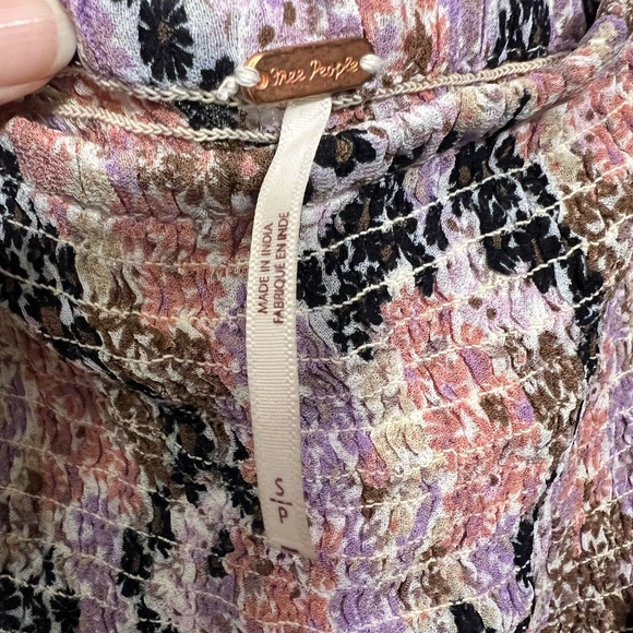 Free People Floral Smocked Crop Top - Size Small - Picture 4 of 13